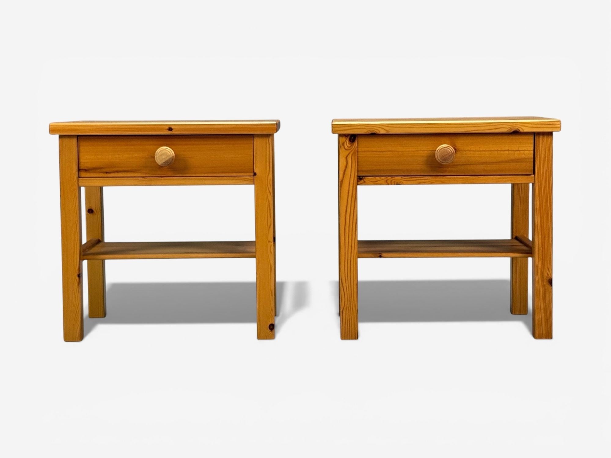 Swedish Modern, Nightstands, Pine, Sweden, 1970s