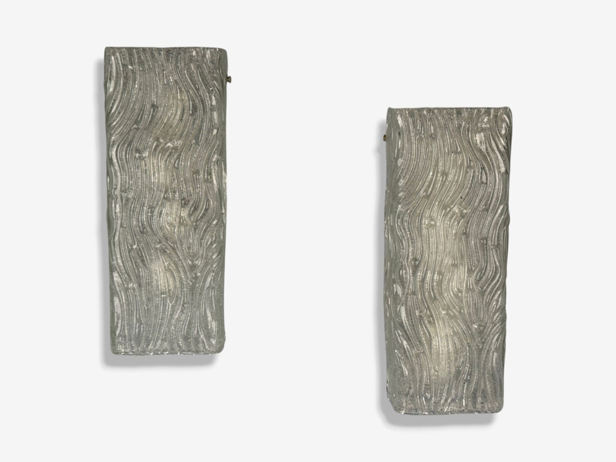 Swedish Modern, Textured Glass, Nickel, Wall Lights, Sweden, 1970s