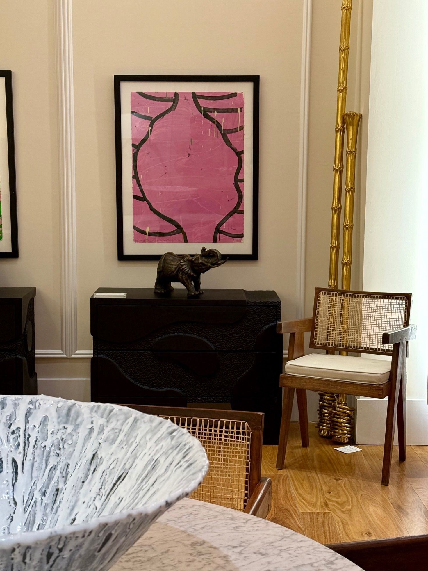 Gary Komarin, Pink and Black Contemporary 'Vessel' Painting, American, 21st C.