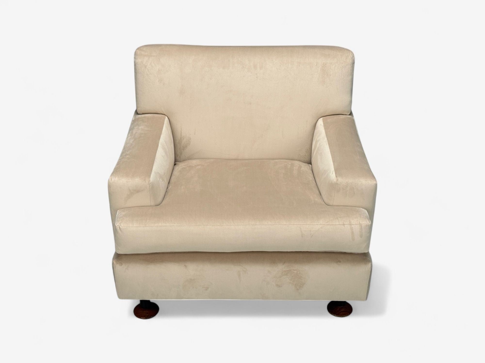 Marco Zanuso, Beige Velvet, Wood, Metal, Lounge Chair, Italy, 1960s