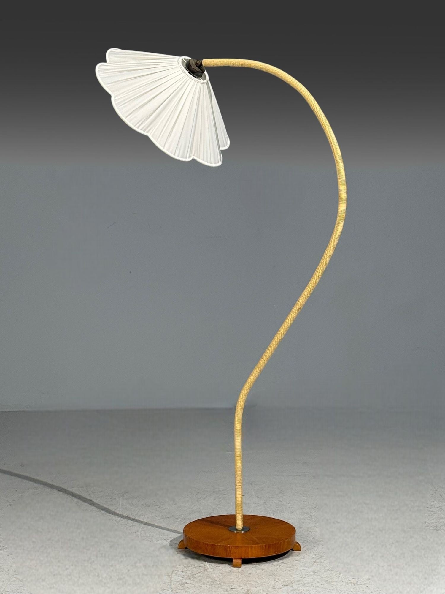 Swedish Modern, Organic Floor Lamp, Cord, Wood, Sweden, 1940s
