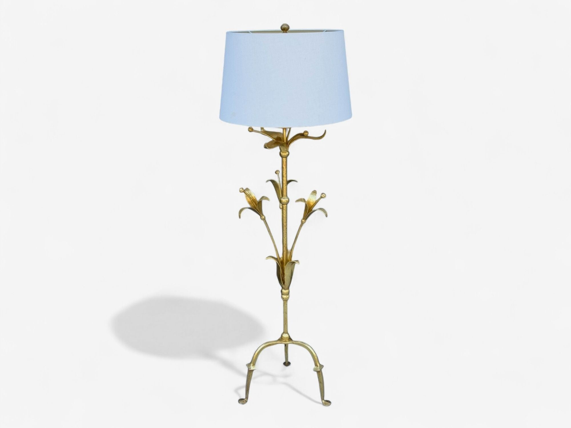 Hollywood Regency, Gilt Metal, Floral Floor Lamp, France, 1960s