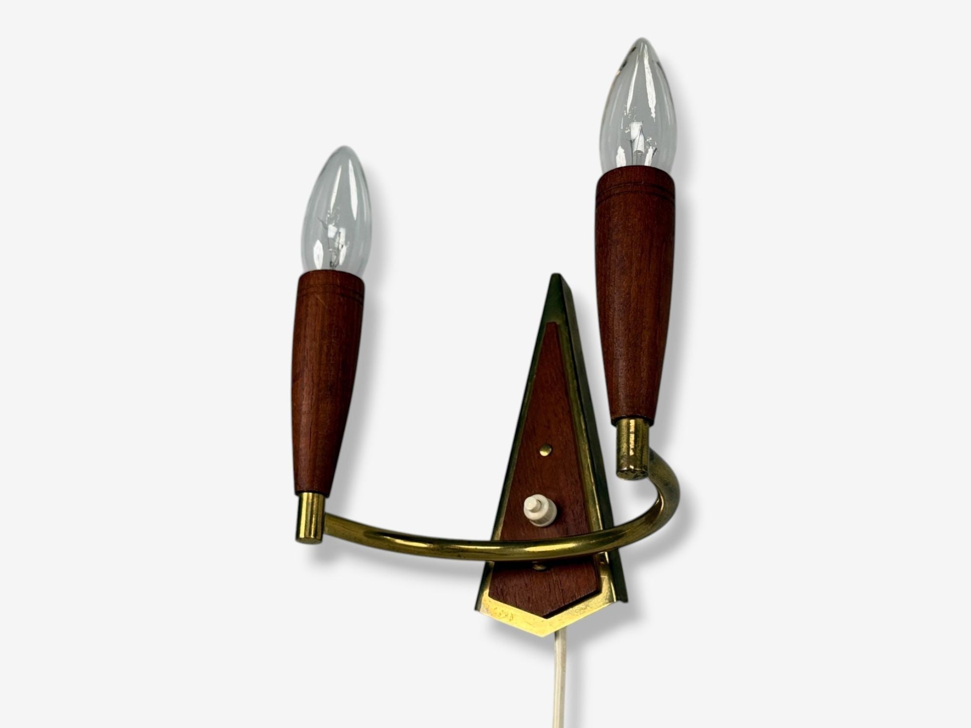 Danish Modern, Teak, Brass, Wall Light, Denmark, 1960s