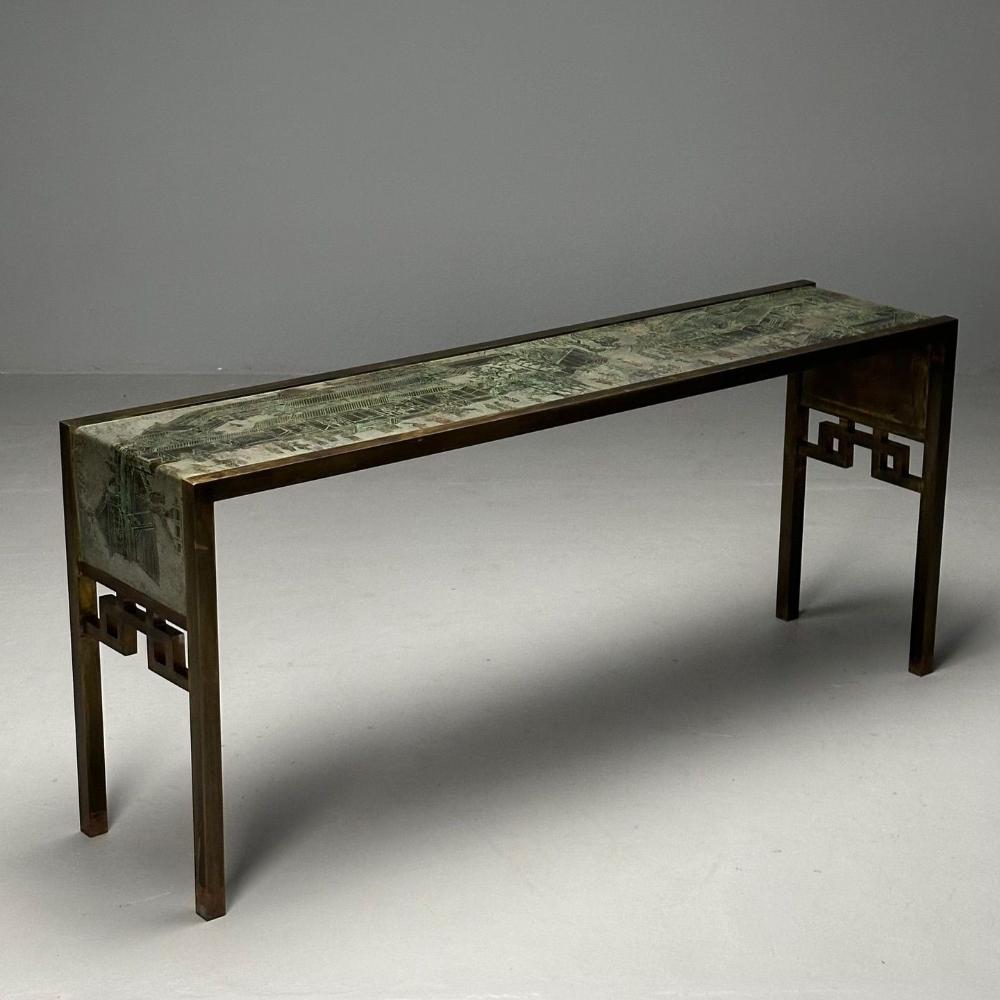 Philip & Kelvin LaVerne, Large Spring Festival Console Table, Bronze, 1960s