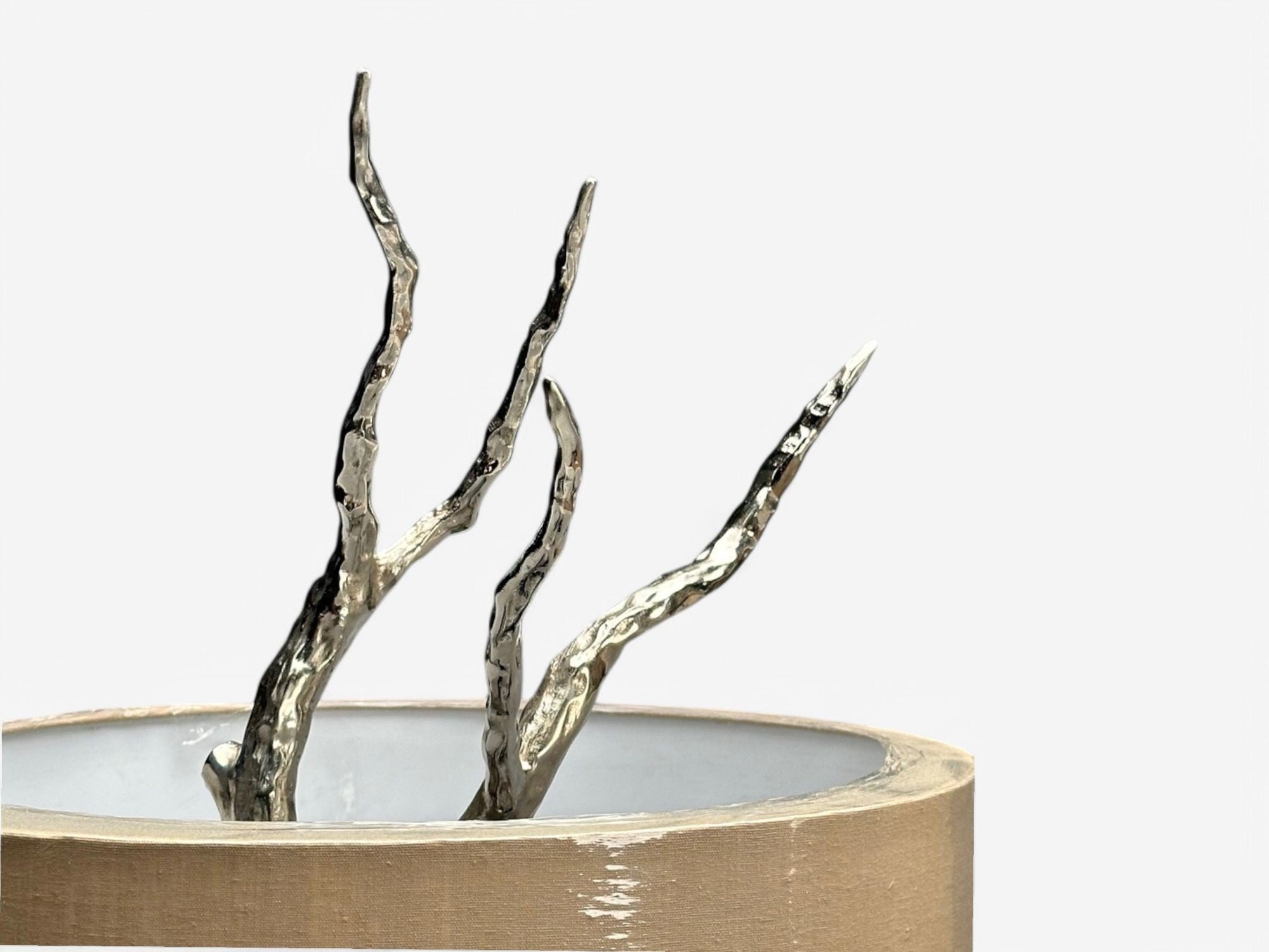 Contemporary, Brutalist Modern, Tree Branch Table Lamps, Silver Bronze, 21st C.