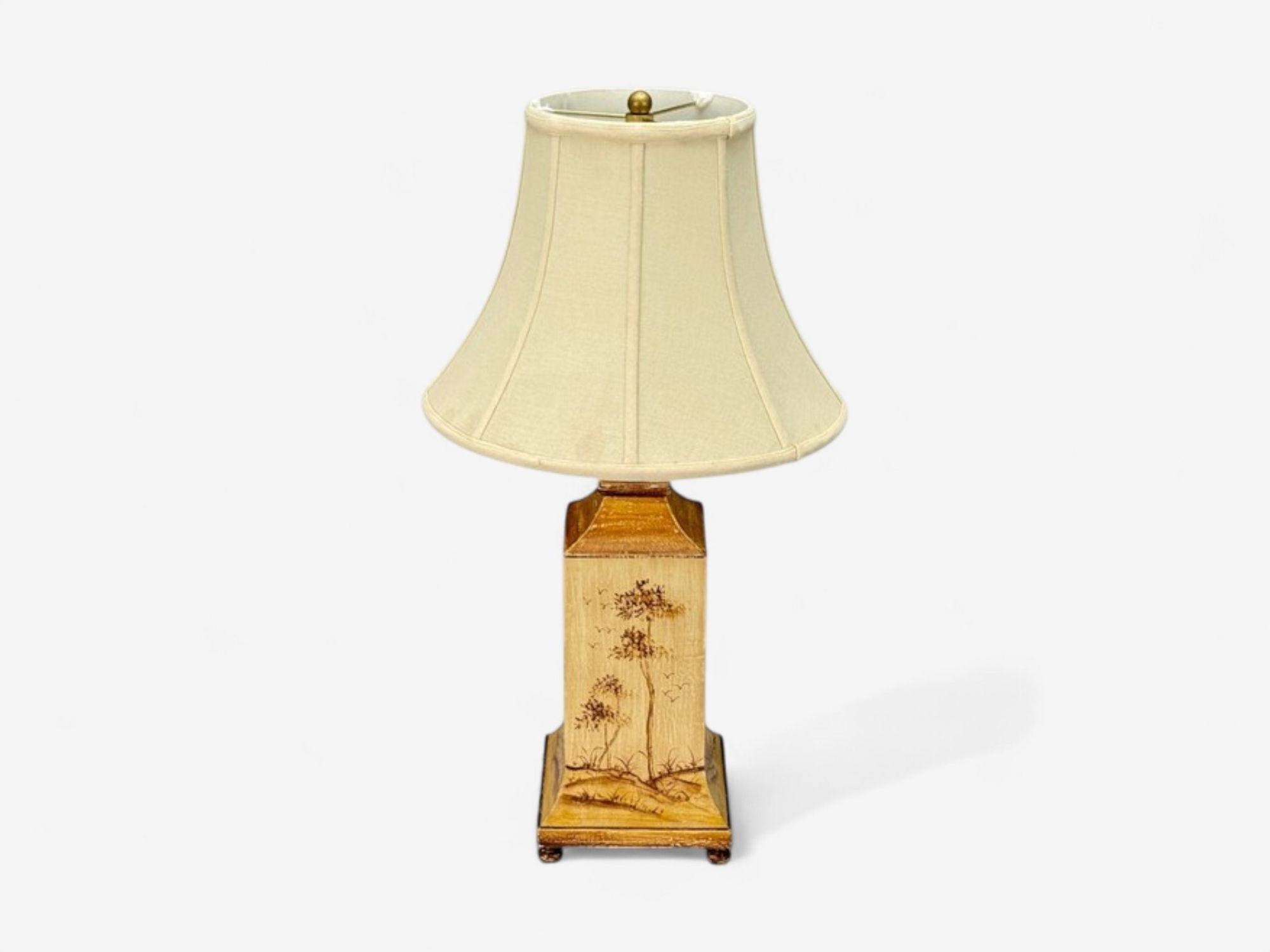 Chinoiserie, Painted Wood, Brass, Table Lamp, USA, 1960s