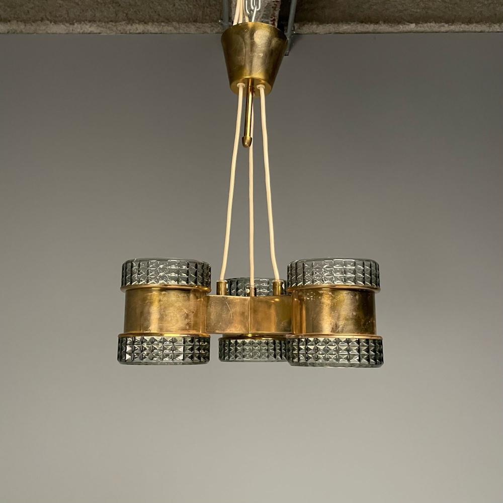 Swedish Mid-Century Modern, Pendant, Glass, Brass, Sweden, 1950s