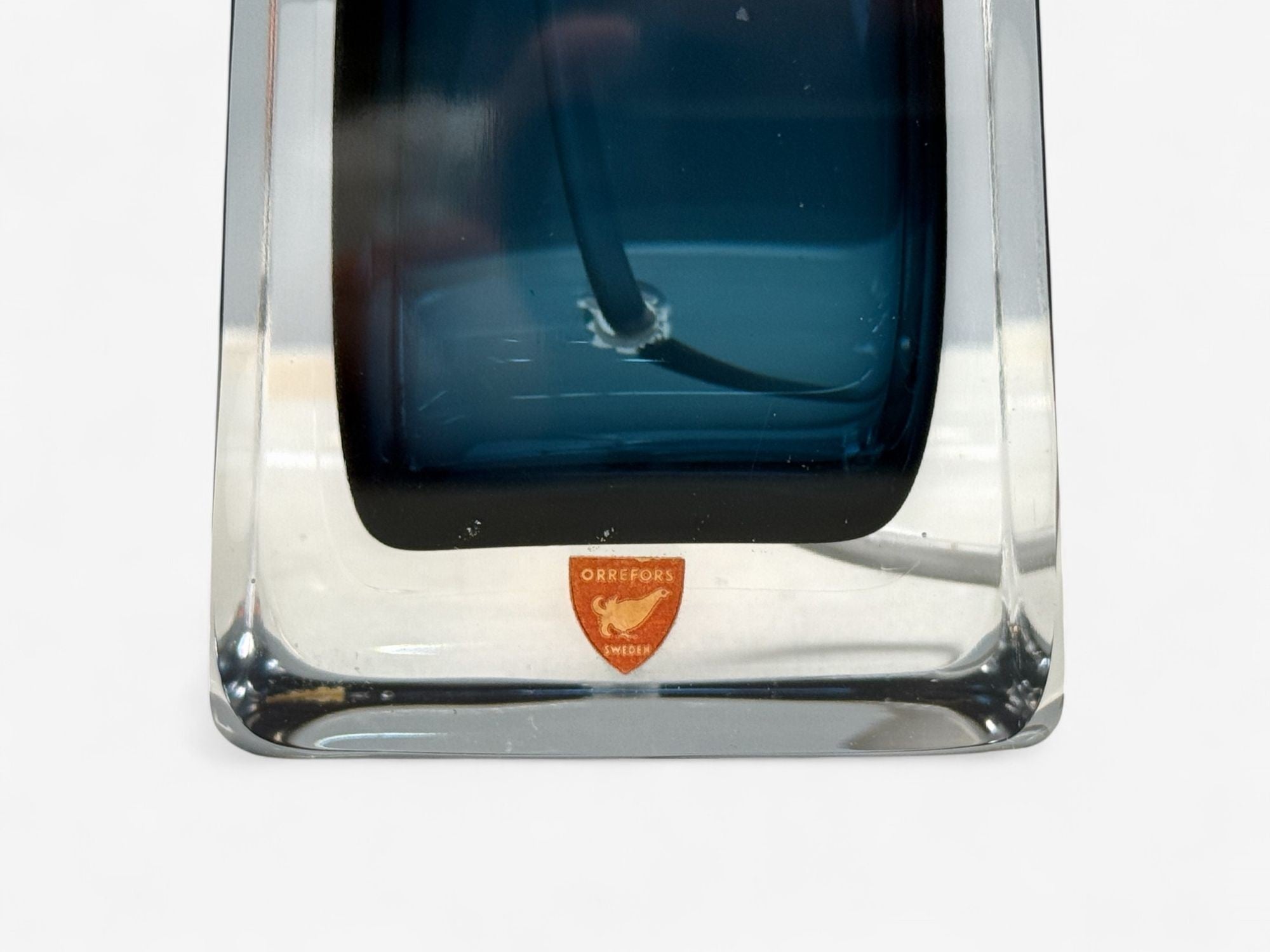 Nils Landberg, Swedish Modern, Blue Tinted Glass, Table Lamp, Sweden, 1960s