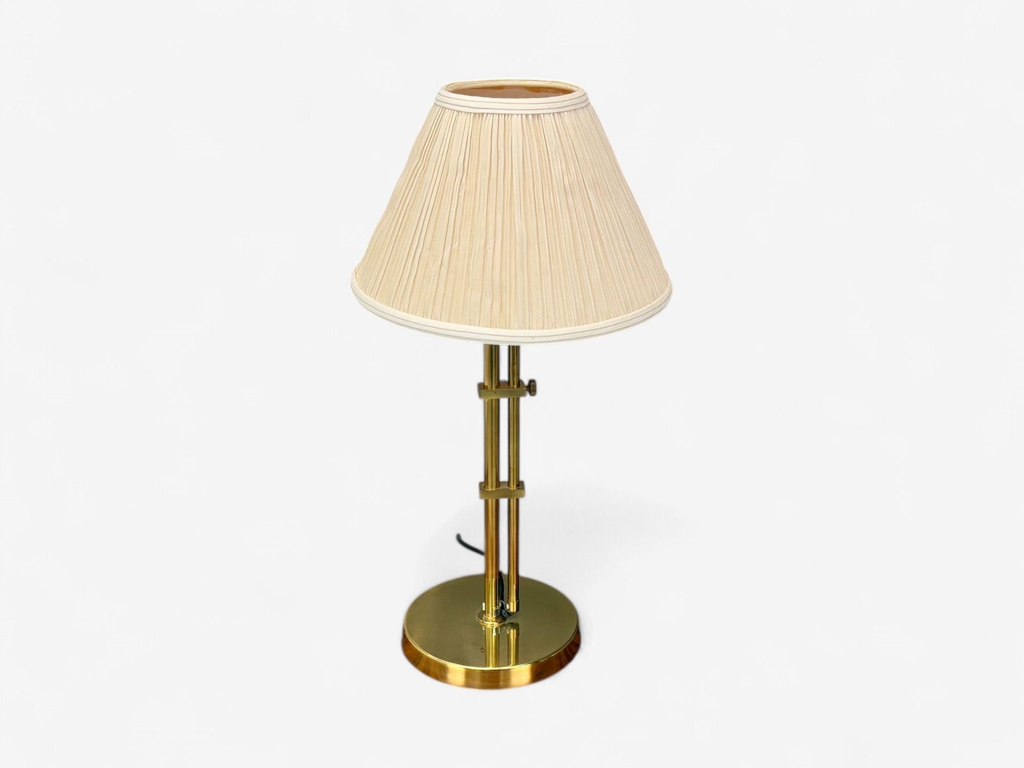 Bergboms, Swedish Modern, Brass, Fabric, Adjustable Table Lamp, Sweden, 1980s