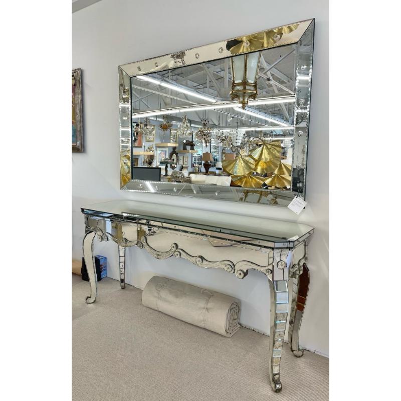 Palatial Art Deco Bubble Form Console or over the Mantel Mirror