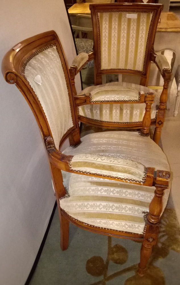 Pair of Louis XVI Style Armchairs Manner of Jansen