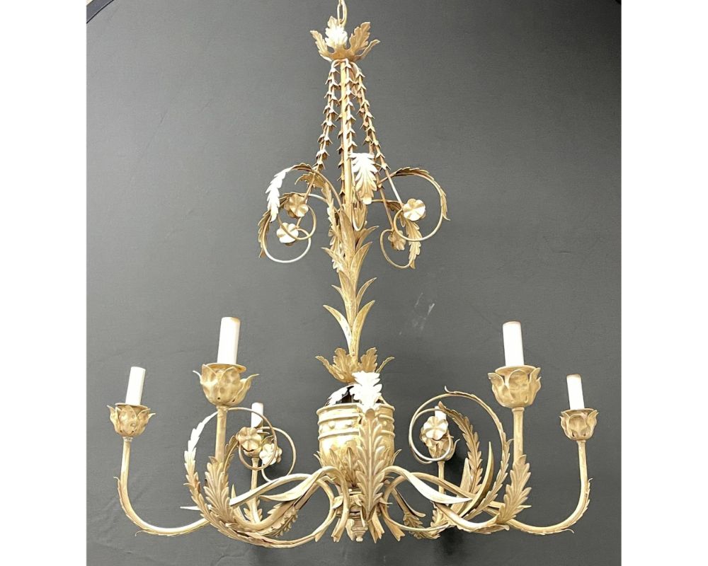 Italian Gilt Metal Chandelier having Six Lights