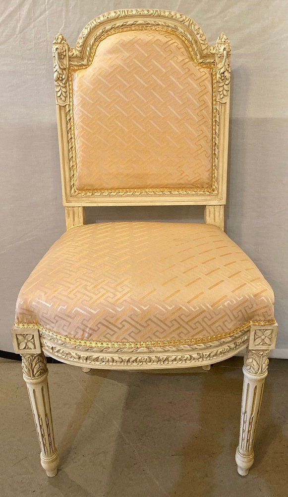 10 Swedish Louis XVI Style Dining / Side Chairs Painted Carved Frames New Fabric