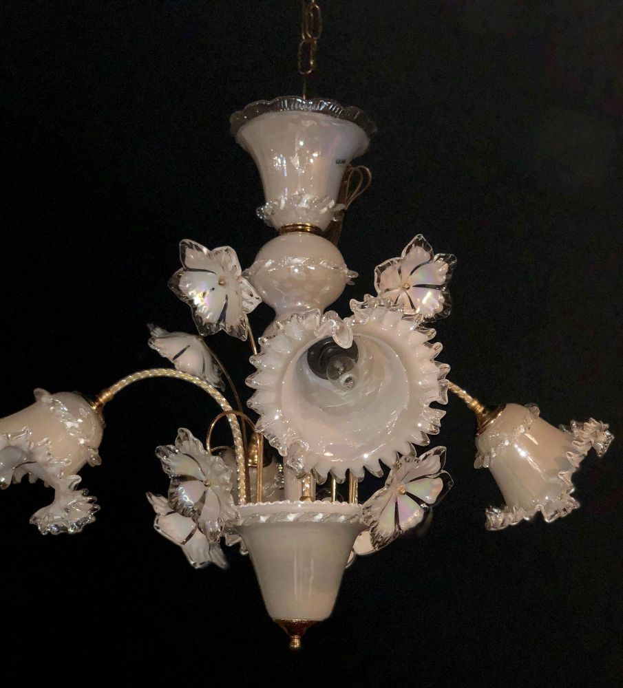 Italian Murano Glass Tulip Form Chandelier