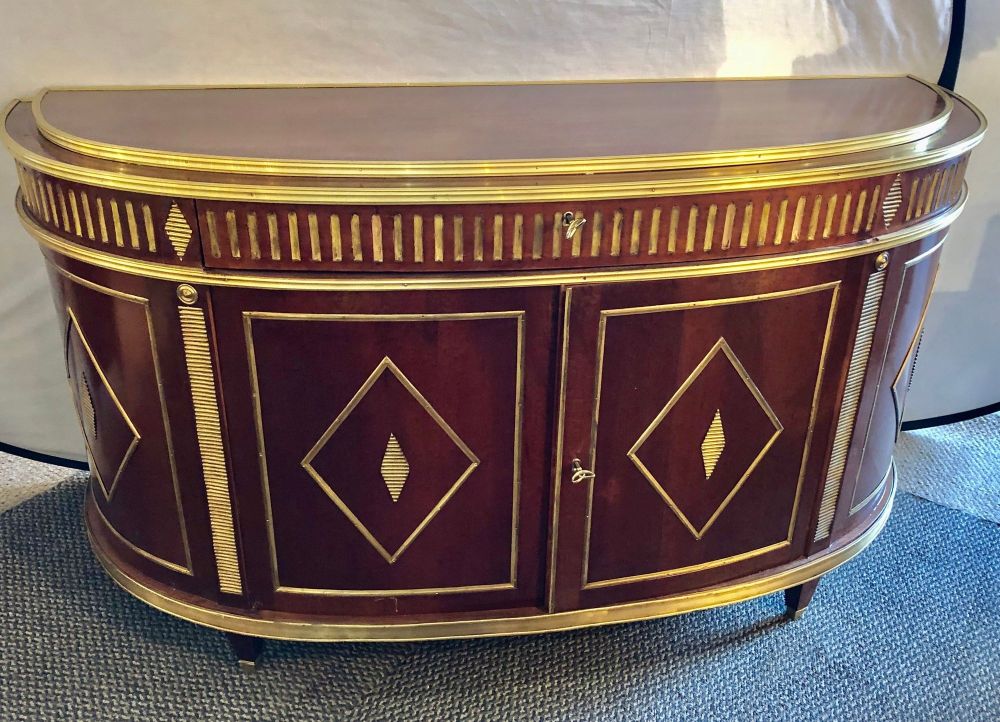 Palatial Russian Neoclassical Style Demilune Console Cabinet