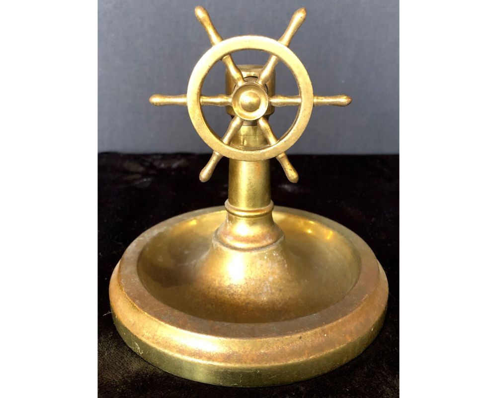 Antique Brass Wheel Cigar Cutter Tobacco Accessory