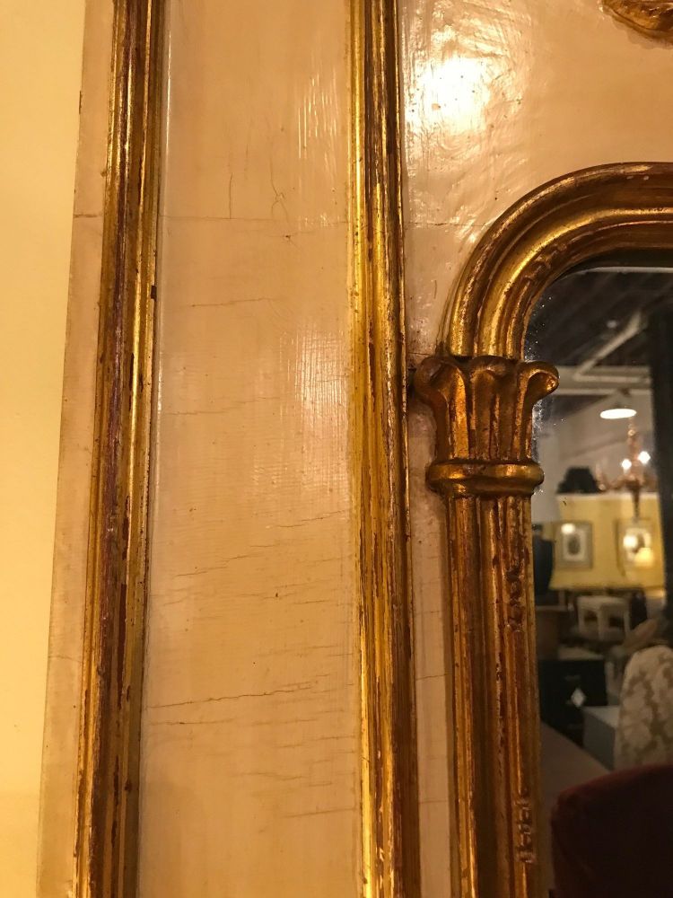 Louis XVI Style Painted & Parcel-Gilt Trumeau Console or over the Mantle Mirror