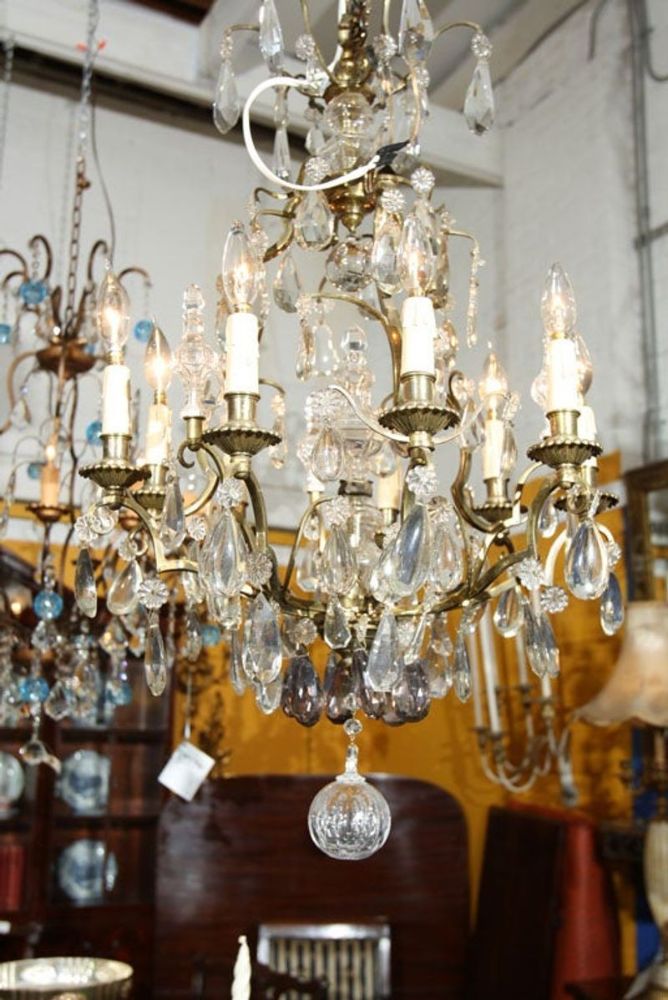 Bronze and Crystal Chandelier