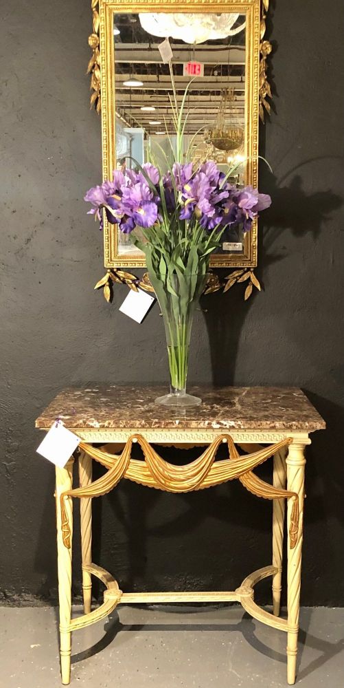 Pair of Dorothy Draper Console Sofa or End Tables, Parcel Gilt & Paint Decorated