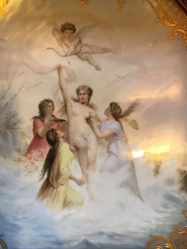 Trimph Der Venus Royal Vienna Platter Framed Signed and W Bee Hive Marking