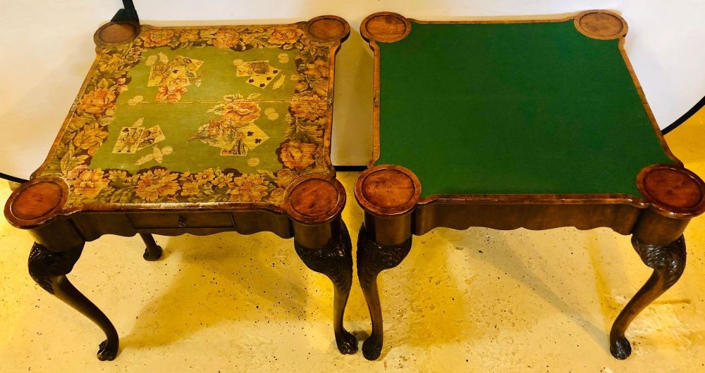Pair of 18th-19th Century Georgian Compatible Card / Game or Flip Top Tables