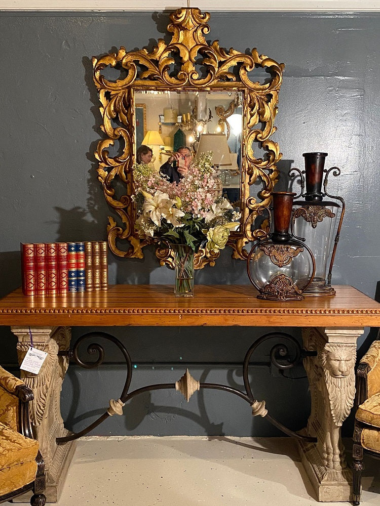 Pair of Rococo Style Frame Wall or Console Mirrors, Carved Gilded Wood Surrounds
