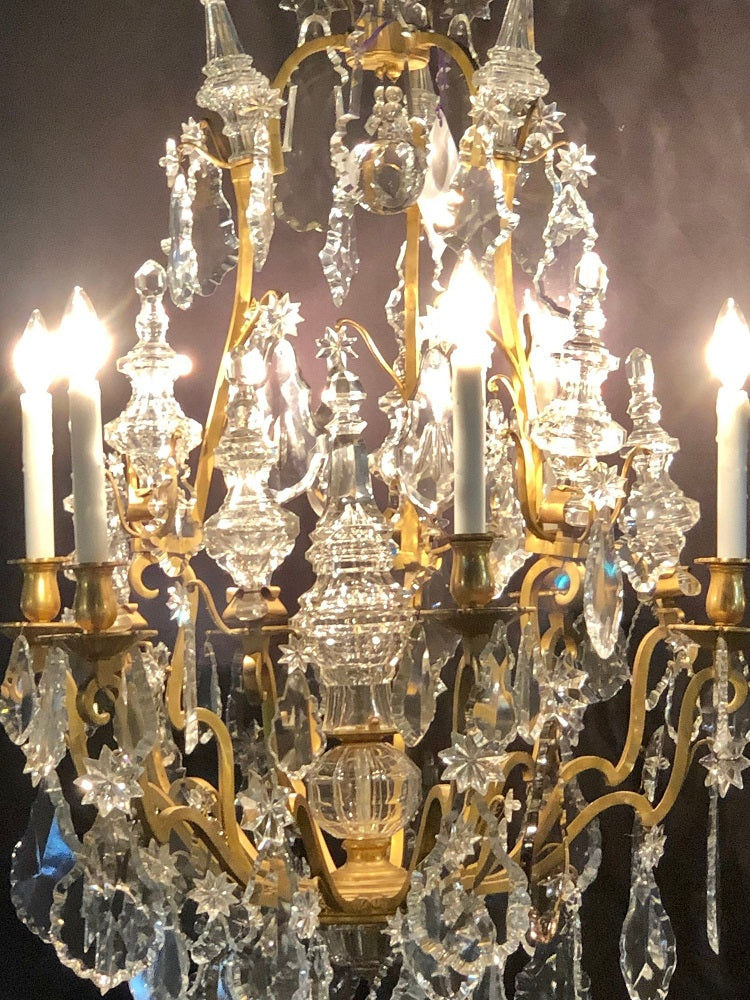 19th Century Bronze and Large Crystal Palatial Chandelier