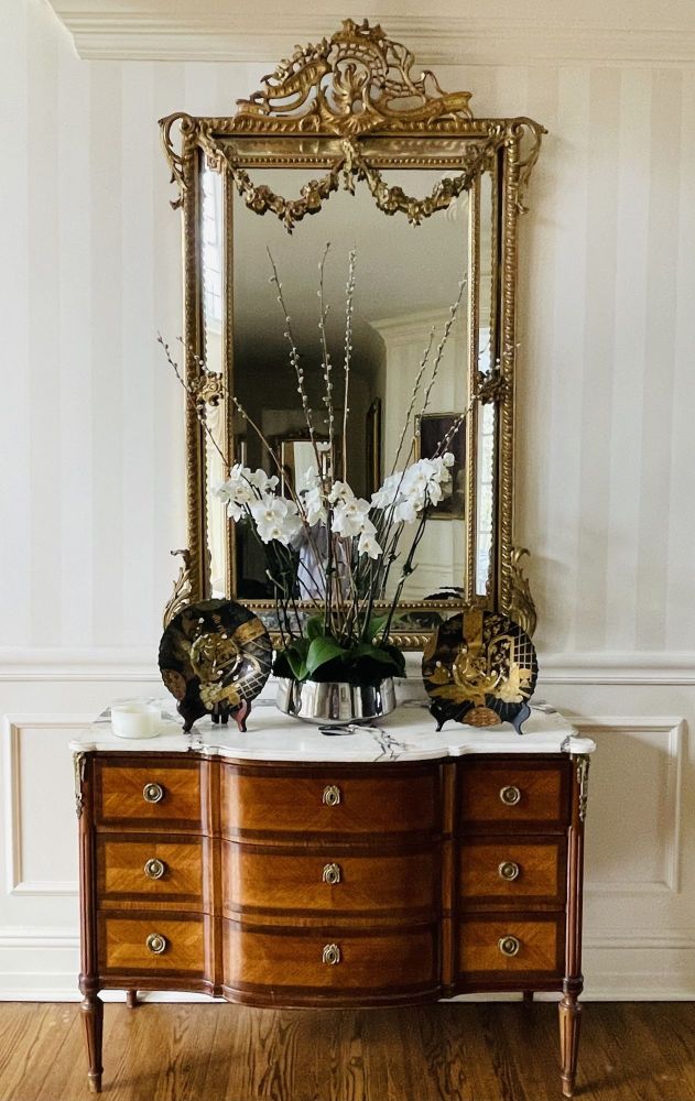 19Th Century Louis XVI Style, Console, Wall Mirror, Gilt Wood,