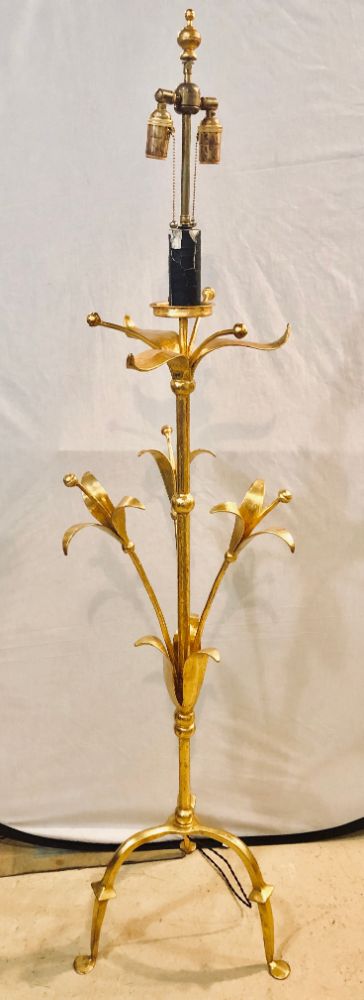 Hollywood Regency Tulip Form Solid Bronze Floor Standing or Tall Lamp