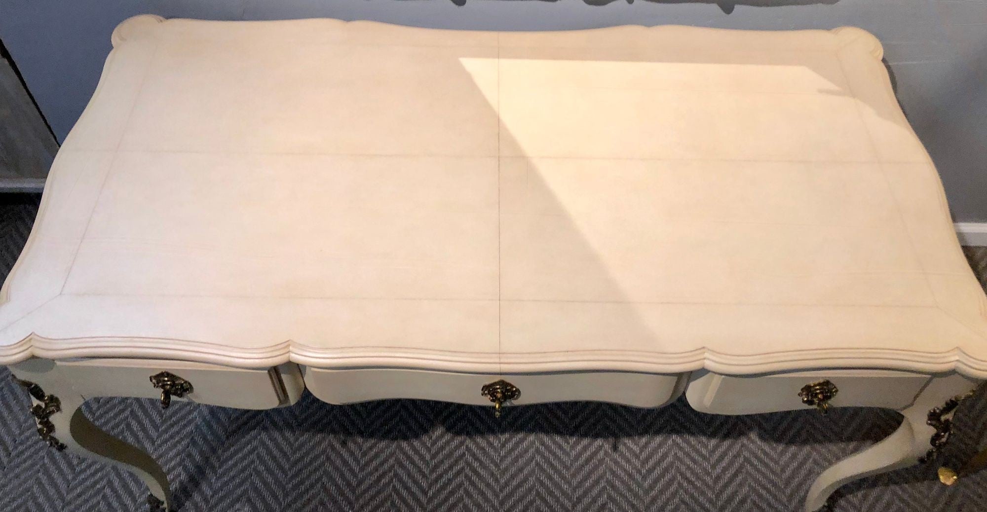 Hollywood Regency Style Parchment Desk Louis XV Style