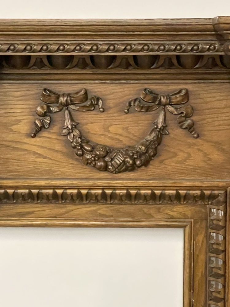 A Louis XVI Style Carved Mantle, Fireplace Surround, Solid Wood Carved, Oak