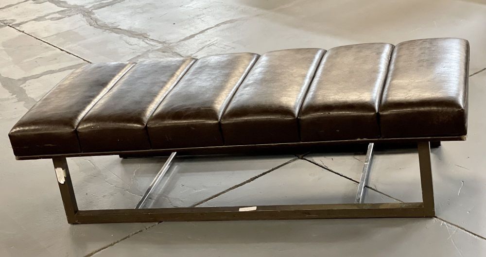 Mid-Century Modern Bench / Ottoman, Leather, Steel