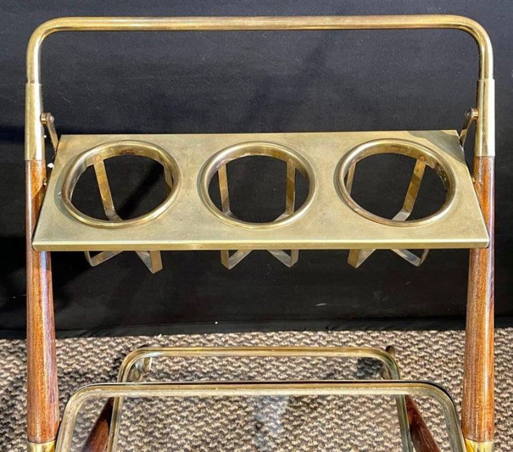 Mid-Century Modern Bar Cart, Teak and Brass