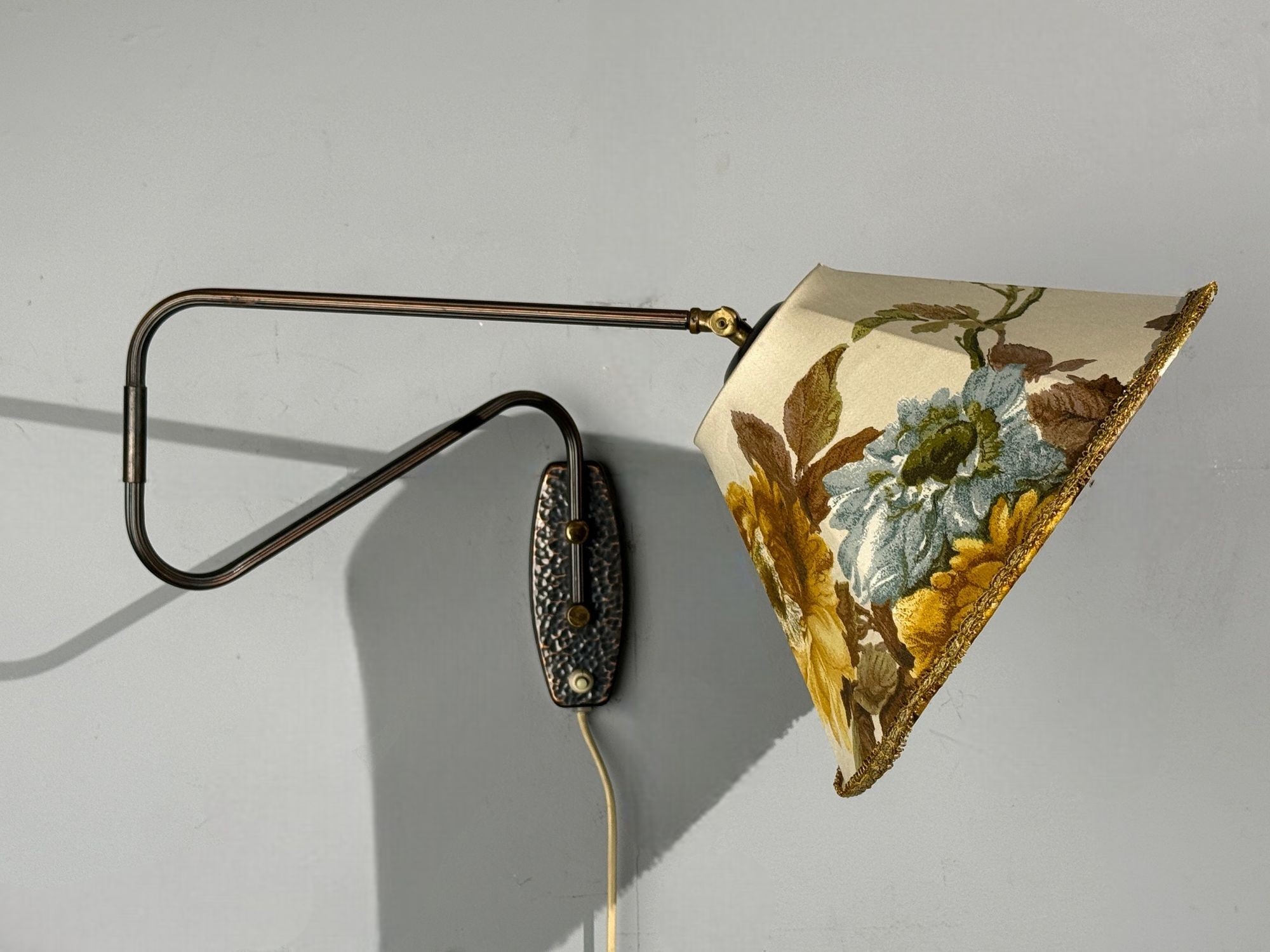 Swedish Modern, Adjustable Wall Light, Copper, Sweden, 1970s