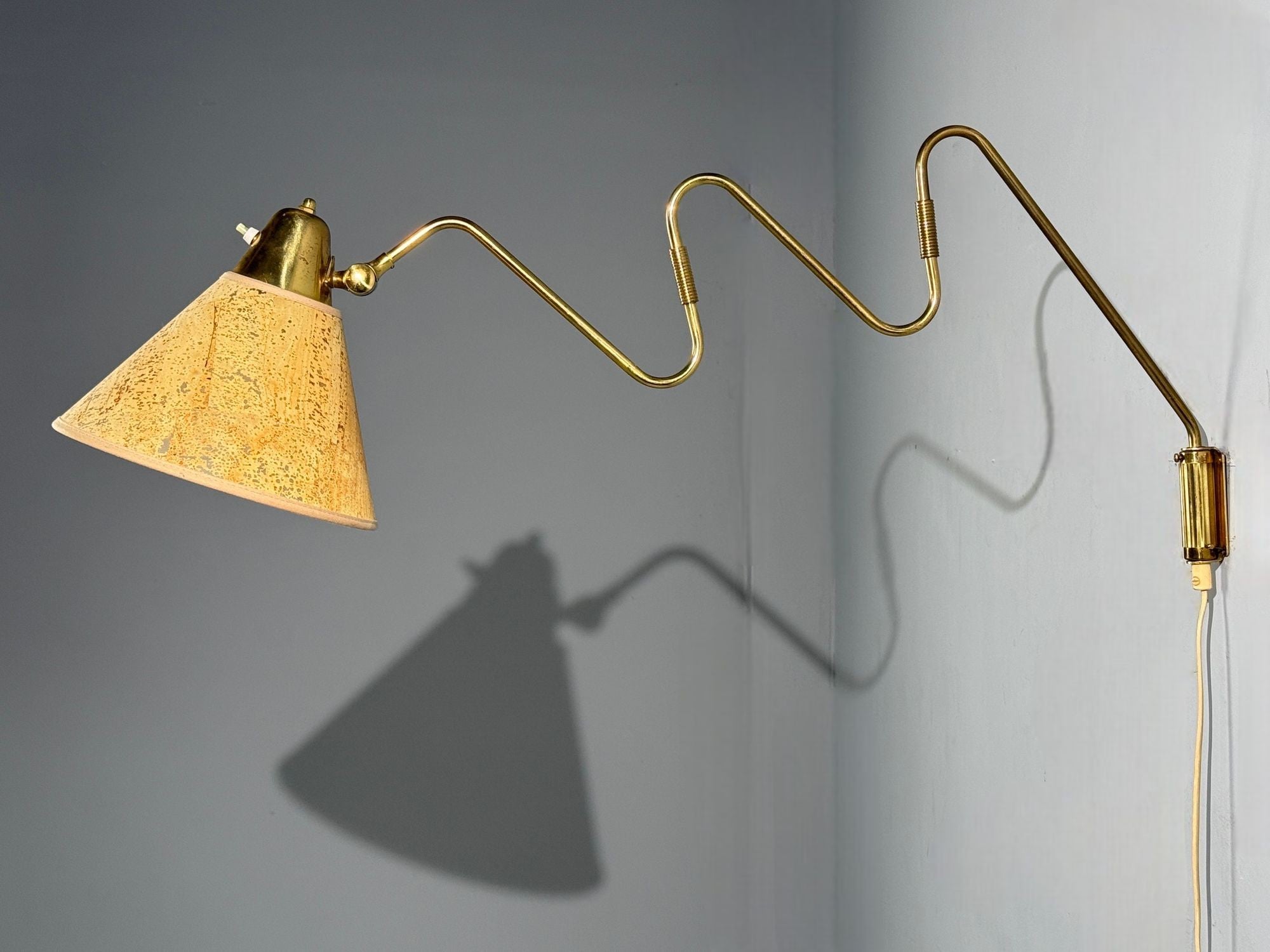 Danish Modern, Articulating Wall Light, Brass, Denmark, 1960s