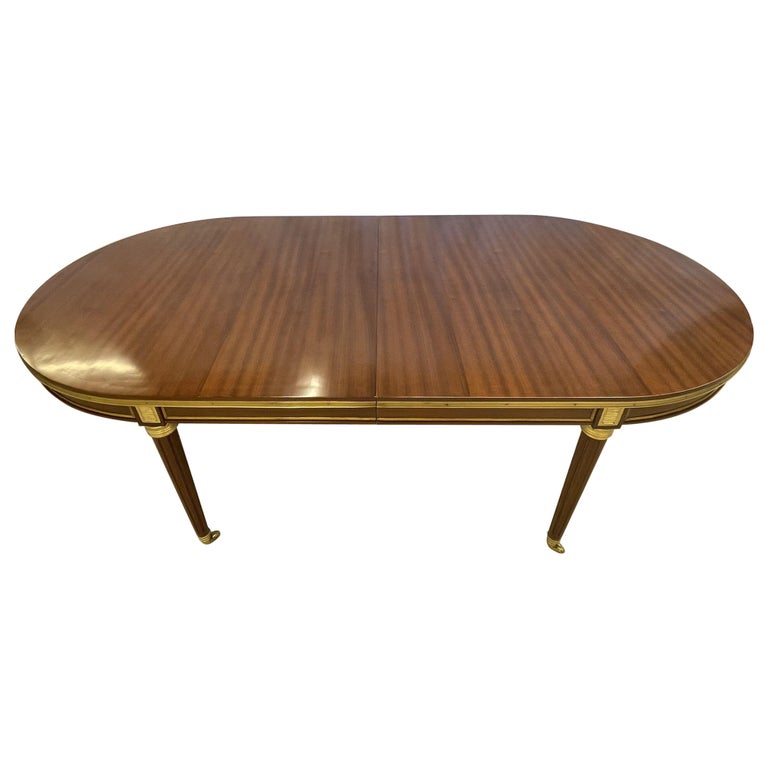 Maison Jansen Style Mahogany Dining, Conference Table, Louis XVI, Bronze, 15'