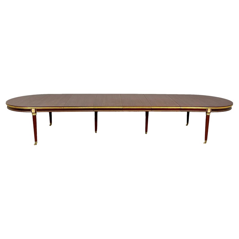Monumental Louis XVI Hollywood Regency Dining Table, 15 Feet, Bronze Mounted