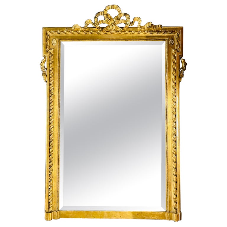 Louis XVI Style Gilt Wood Pier, Console, Wall Mirror, Beveled