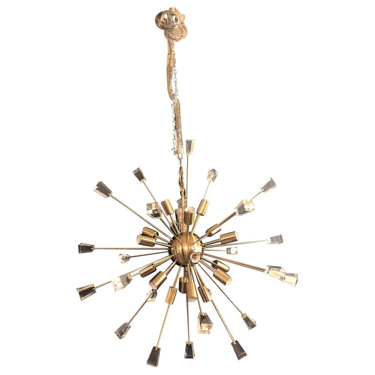 Mid-Century Modern Style Brass Eighteen-Light Sputnik Chandelier