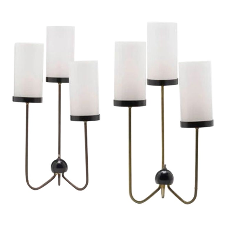 Pair of Large Mid-Century Modern Brass Table / Desk Lamps by Kurt Versen
