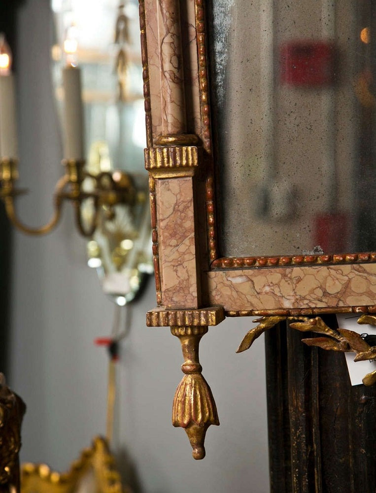 Antique 18th Century Neoclassical Style Marble Mirror
