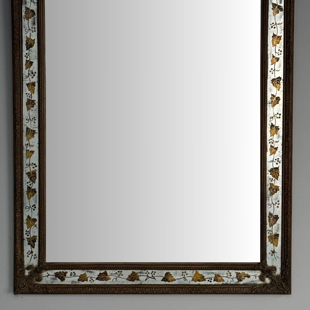 Maison Jansen, Hollywood Regency, Eglomise Wall Mirror, Gesso, Etched Glass