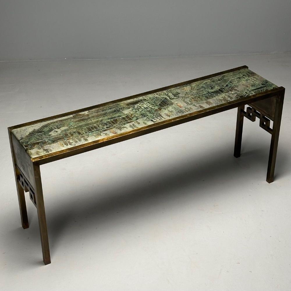Philip & Kelvin LaVerne, Large Spring Festival Console Table, Bronze, 1960s