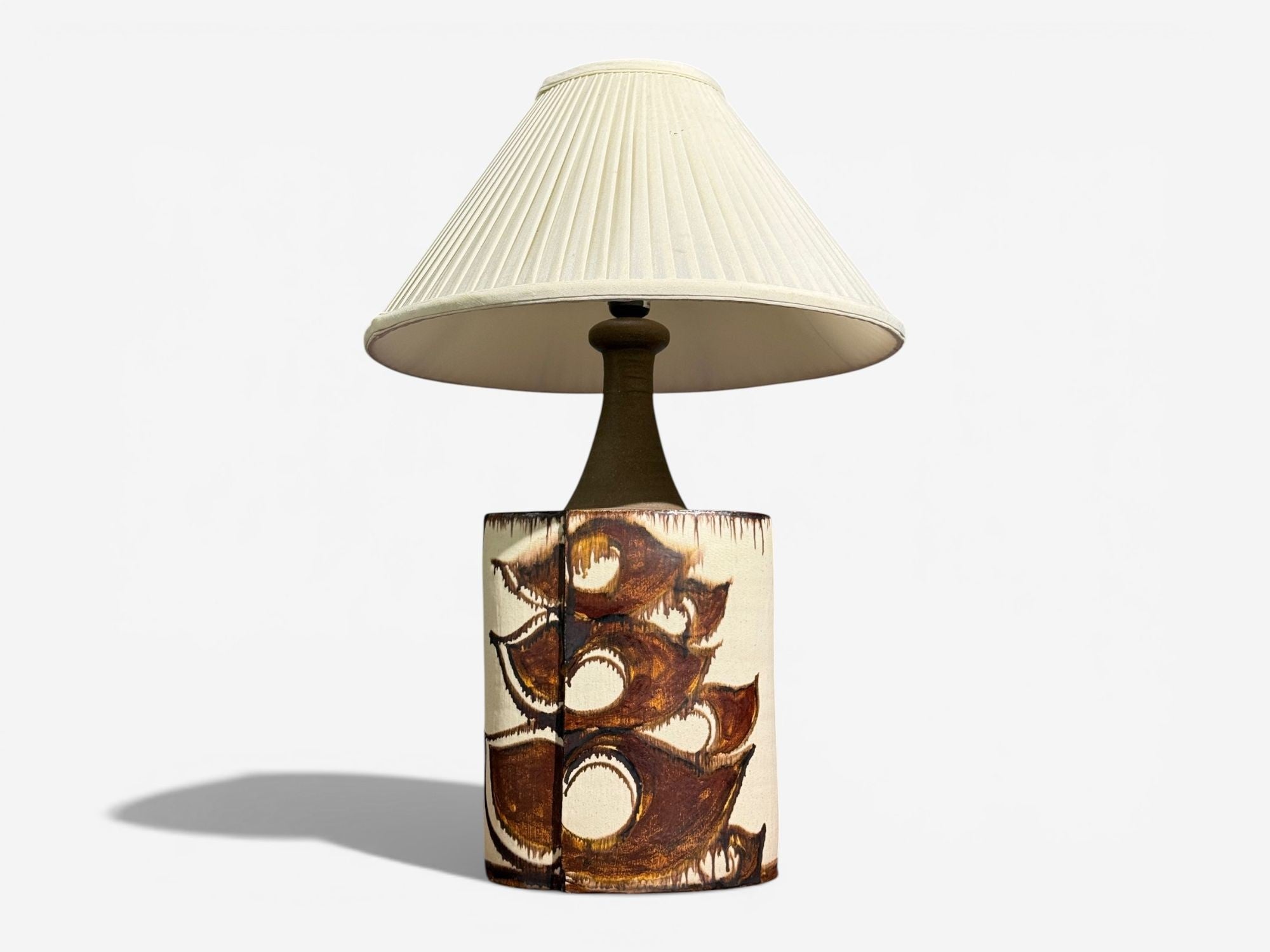 BJ Keramik, Large Table Lamp, Brown Stoneware, Denmark, 1960's