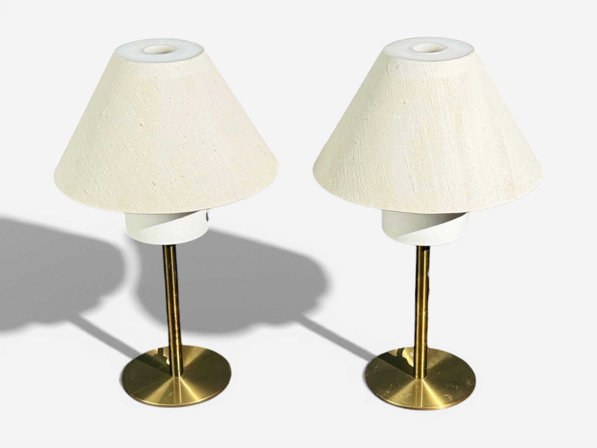 Luxus, Table Lamps, Brass, Fabric, Sweden, 1960s