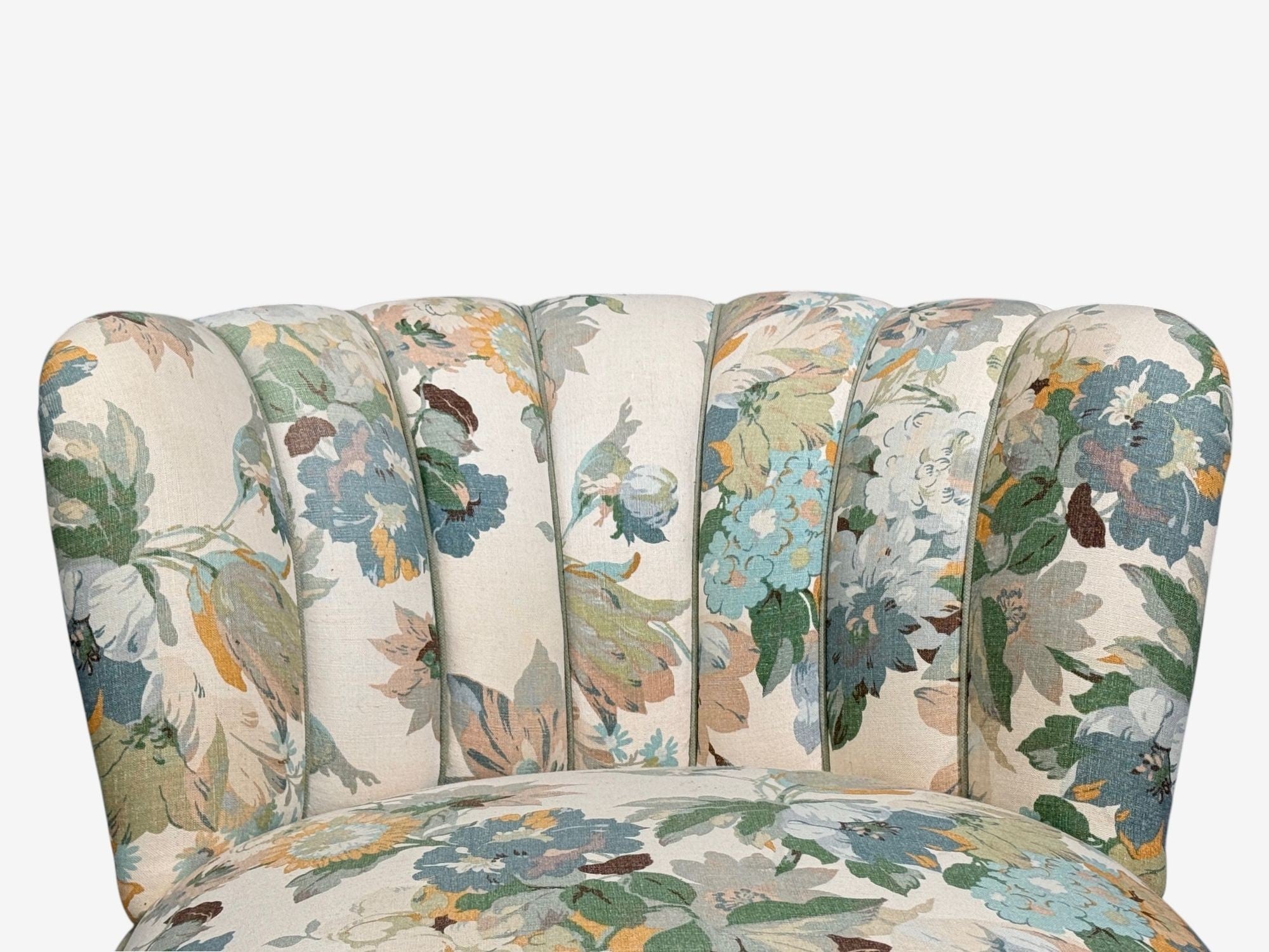 Swedish Modern, Lounge Chair, Floral Fabric, Beech, Sweden, 1950s