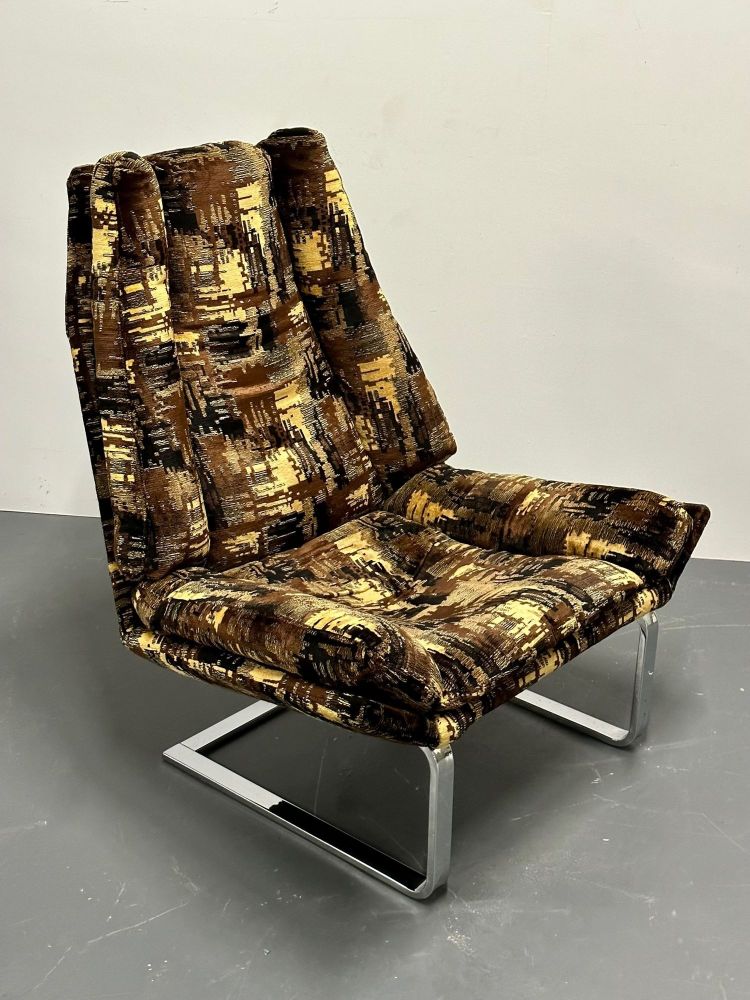 Mid-Century Modern Lounge Chair, Adrian Pearsall Style, American, Chrome, 1950s