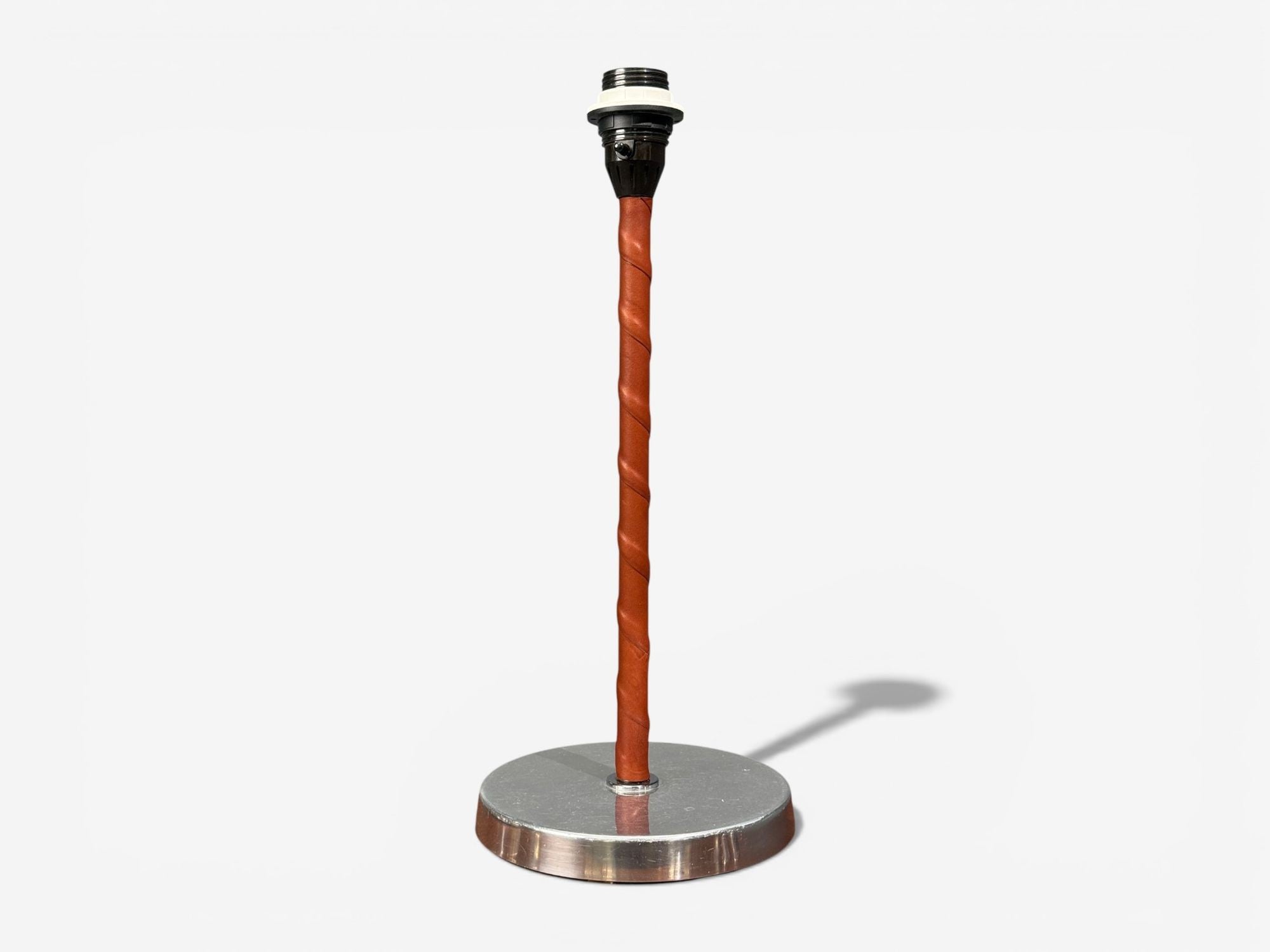 Bergboms, Table Lamps, Leather, Nickel Plated, Sweden, 1960s