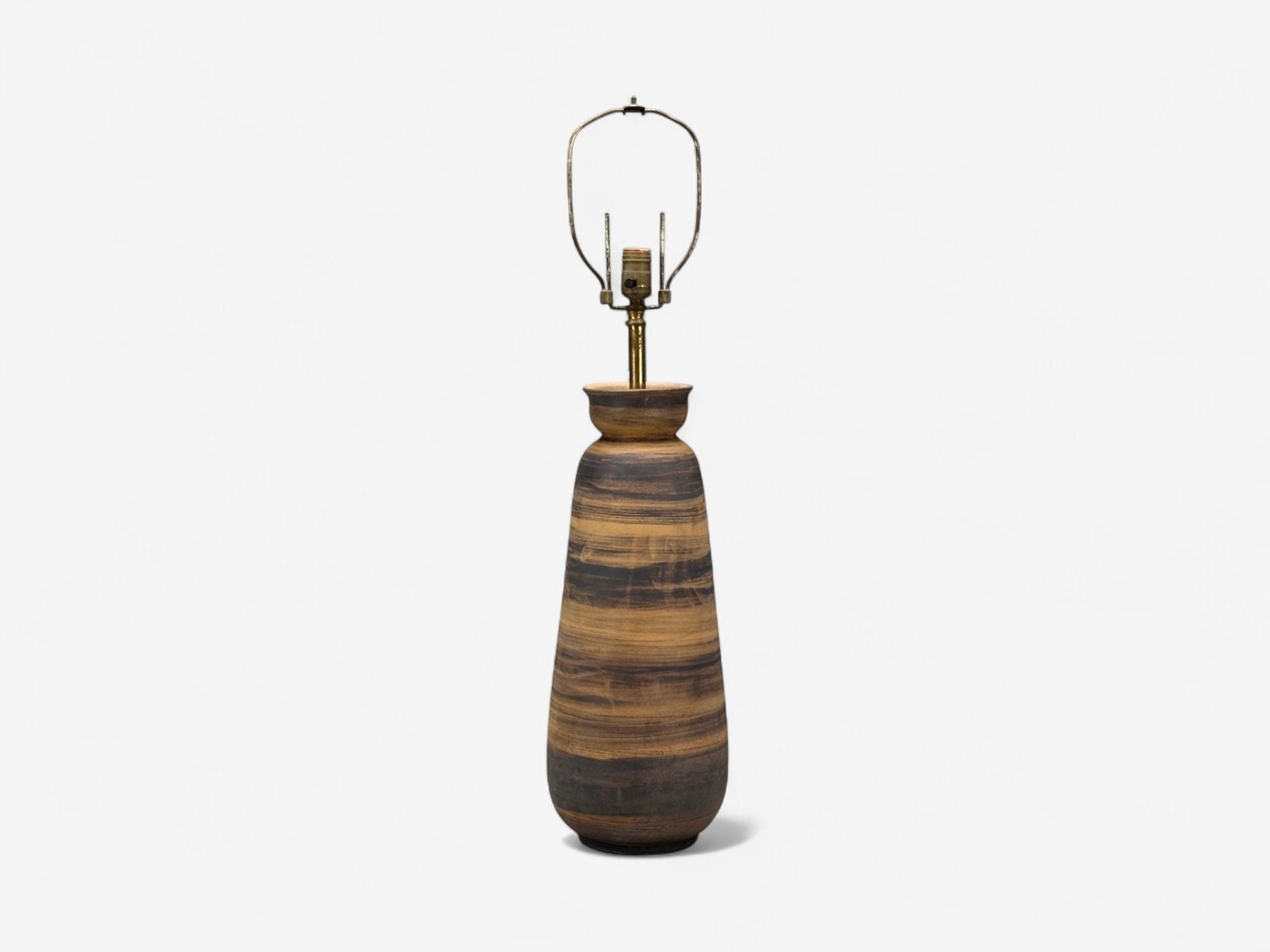 Aldo Londi Bitossi, Ceramic, Brass, Table Lamp, Italy, 1950s