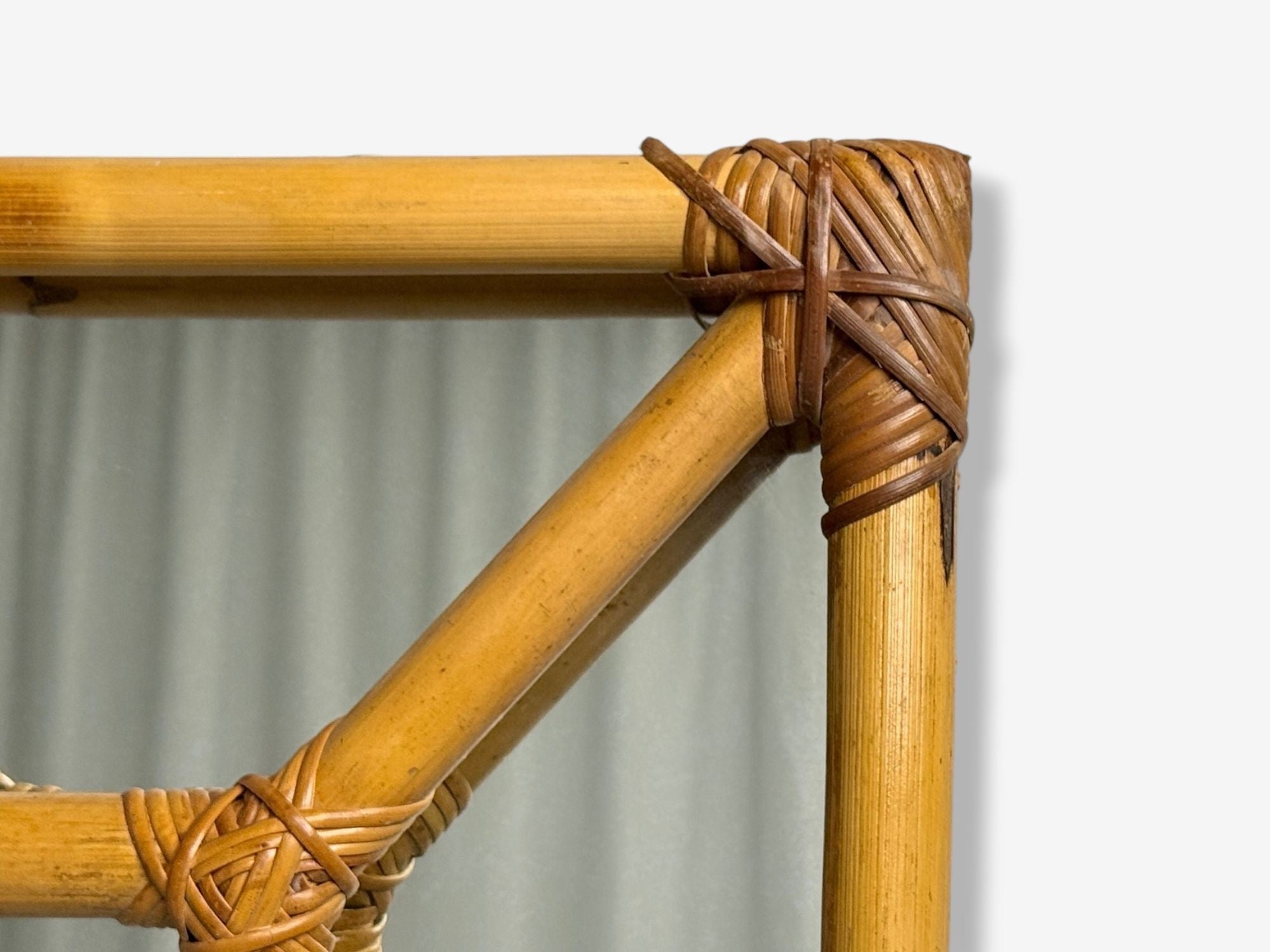 Italian Modern, Bamboo, Glass, Wall Mirror, Italy, 1950s